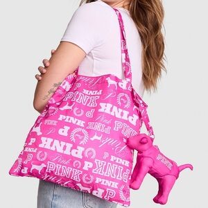 VS PINK Packable Tote Bag (Pink Gossip Dog Print)